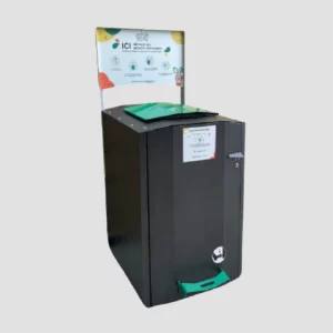 Borne d'apport biodéchets en acier galvanisé avec ouverture à pédale.