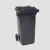 Conteneur à déchets 120L à 2 roues en polyéthylène haute densité, robuste et recyclable.