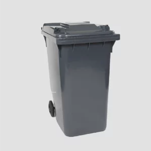 Conteneur à déchets 240L à 2 roues en polyéthylène haute densité, robuste et ergonomique.
