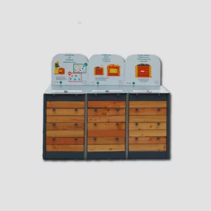 Composteur Biocompost 400L en métal et bois, adapté aux petits collectifs.