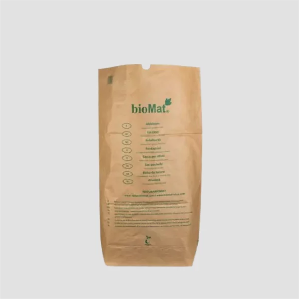 Sacs en papier kraft de 120 litres, résistants à l'humidité et conformes aux normes de compostabilité pour biodéchets et déchets verts.