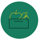 Pictogramme composteur avec légumes et fruits