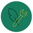 Pictogramme feuille et outil de bricolage